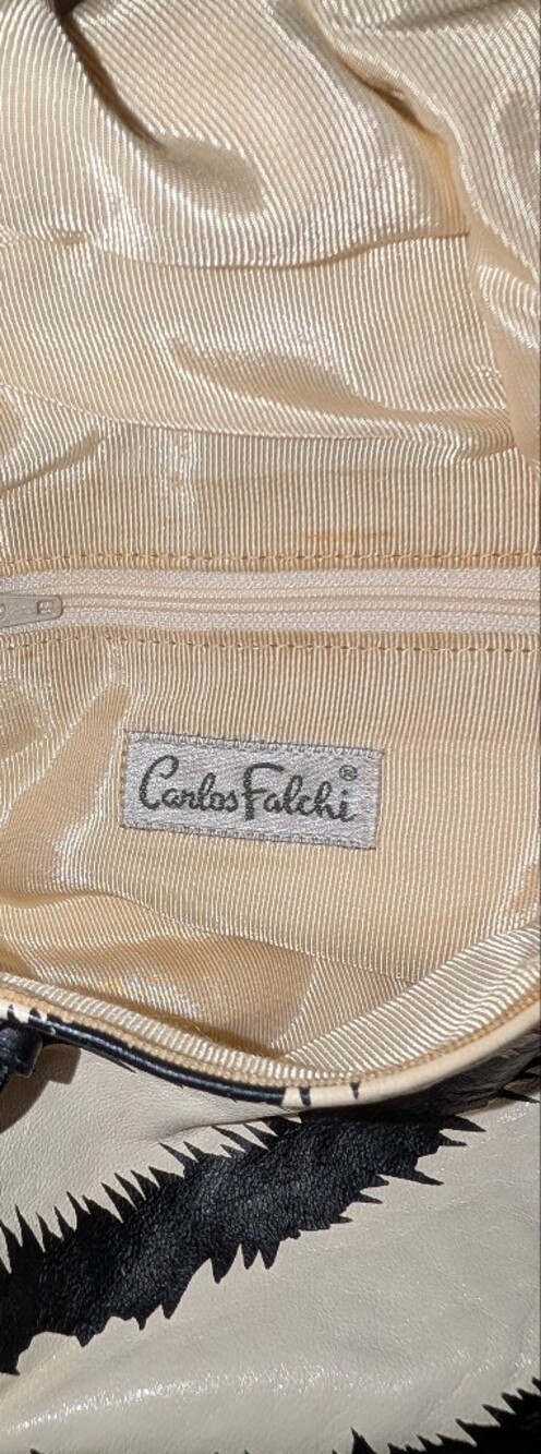 Carlos Falchi Leather Sac Black White - Picture 11 of 13